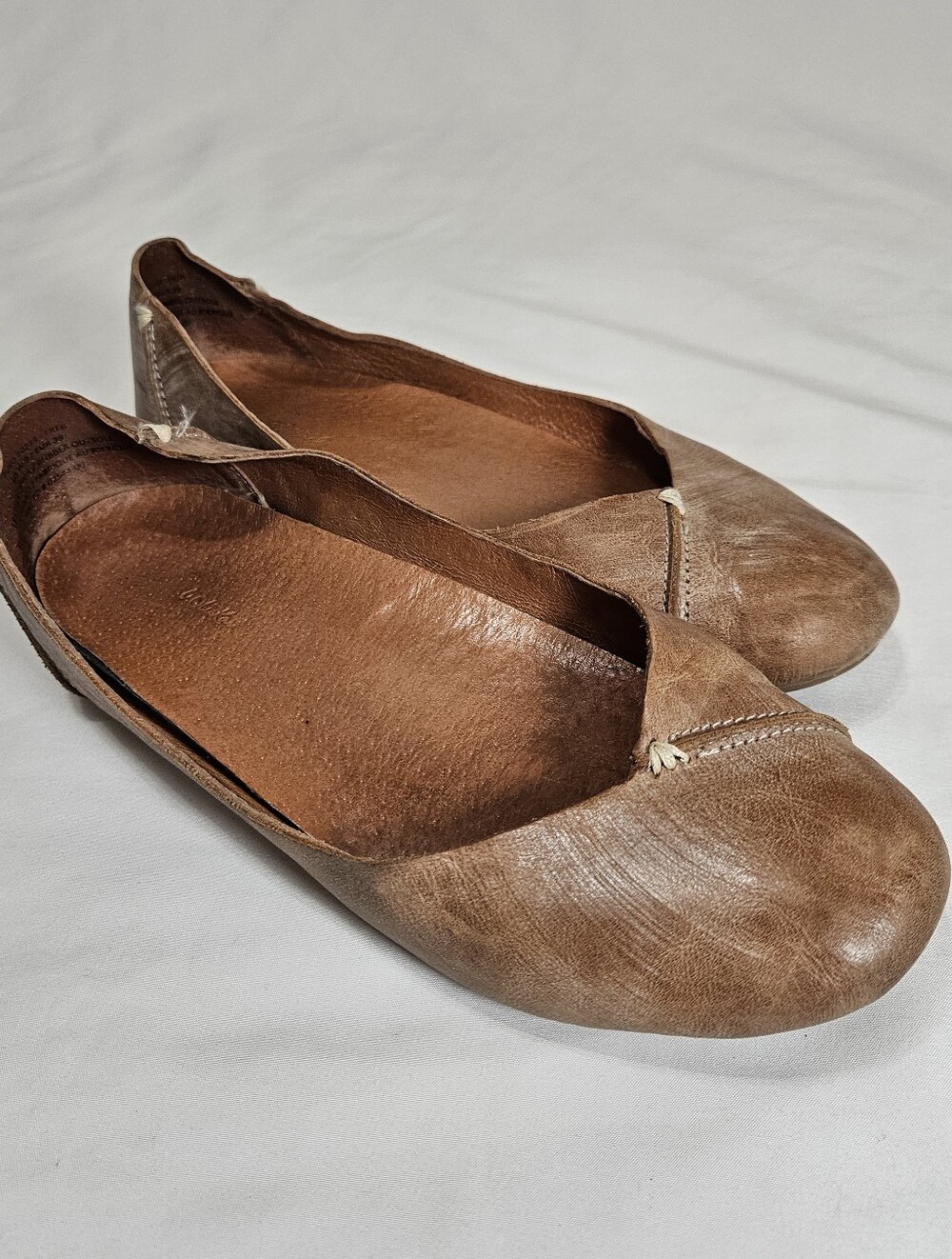OluKai Shoes Womens 9 Brown Leather Pueo Ballet Flats Slip On Comfort Casual